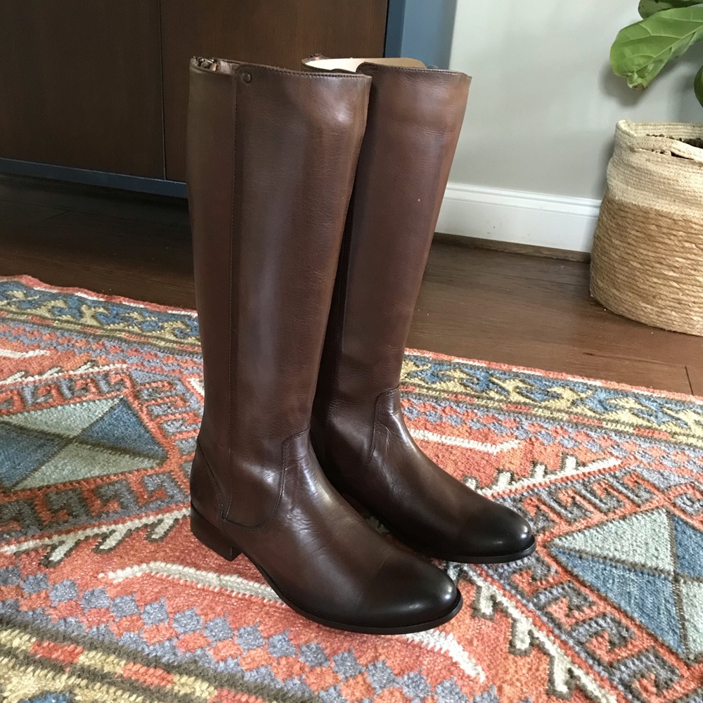 Frye Melissa Stud Back Zip Leather Boots